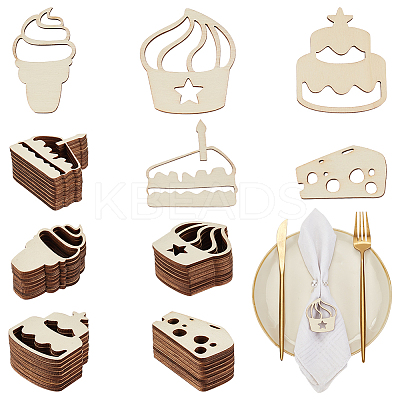 100Pcs 5 Styles Unfinished Wooden Cutouts WOOD-OC0002-86-1