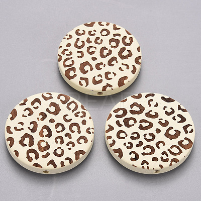Painted Natural Wood Beads WOOD-N006-07E-1