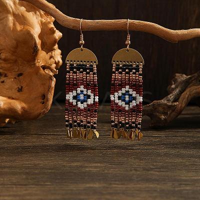 Bohemian Style Rhombus Glass Bead Handmade Dangle Earrings ZK4916-2-1