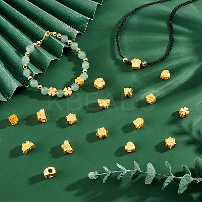 48Pcs 8 Styles Rack Plating Alloy European Beads FIND-PH0010-31-1
