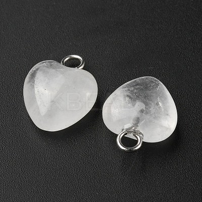 Natural Quartz Crystal Heart Charms G-G998-B01-1