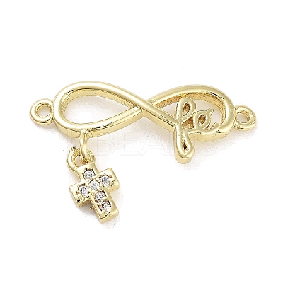 Rack Plating Brass Micro Pave Clear Cubic Zirconia Infinity with Cross Links Connector LS-KK-Z064-31G-1