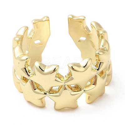 Brass Star Open Cuff Rings RJEW-K089-02G-1