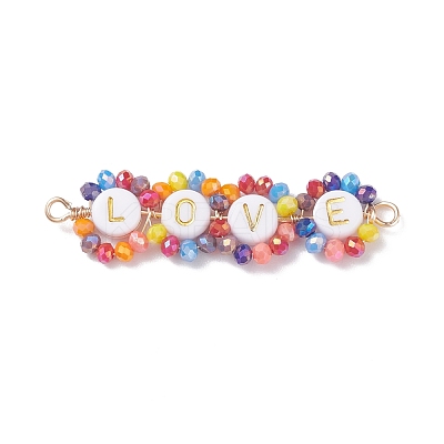 Mother's Day 3Pcs 3 Styles Electroplate Glass Copper Wire Wrapped Connector Charms PALLOY-JF01376-1