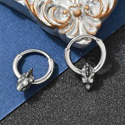 Dinosaur Head 316 Surgical Stainless Steel Hoop Earrings EJEW-G416-23AS-1