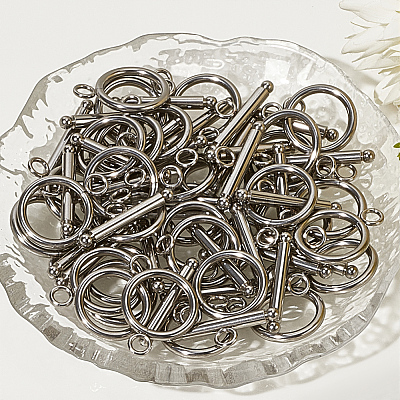 40 Sets 304 Stainless Steel Toggle Clasps STAS-BBC0007-98-1