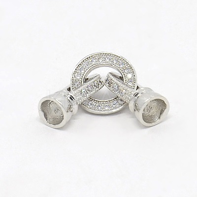 Brass Micro Pave Cubic Zirconia Fold Over Clasps ZIRC-P003-27P-1