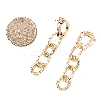 Brass Oval Dangle Stud Earrings EJEW-JE06686-1
