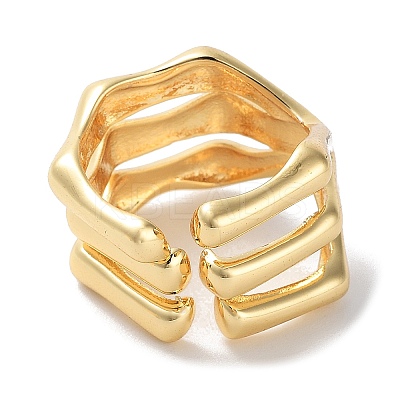 Brass Open Cuff Rings for Women RJEW-E292-25G-1