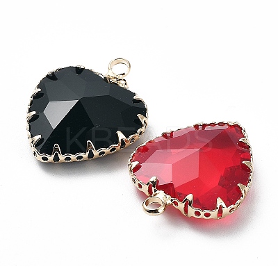 Brass and K9 Glass Pendants KK-Z031-19KCG-1