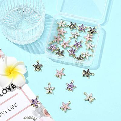 24Pcs 4 Colors Alloy Rhinestone Connector Charms ALRI-FS0001-13-1