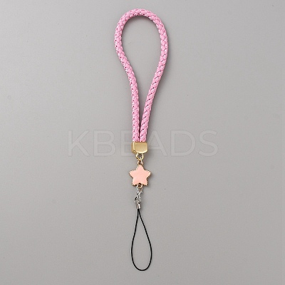 Knitting PU Leather Lanyard Wrist Strap Phone Star Charms Straps AJEW-WH0342-62A-1