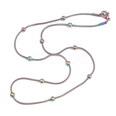 Ion Plating(IP) 304 Stainless Steel Round Snake Chain Necklaces STAS-G244-88B-M-1