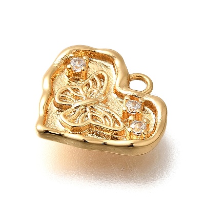 Brass Micro Pave Cubic Zirconia Pendants KK-K294-27G-1