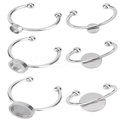 3Pcs 3 Styles 201 Stainless Steel Cuff Pad Ring Settings FIND-LP0001-07P-1