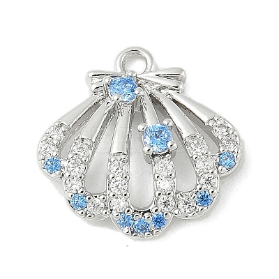 Brass Pave Light Sky Blue and Clear Cubic Zirconia Sea Animal Connector Charms LS-KK-M326-07A-P-1