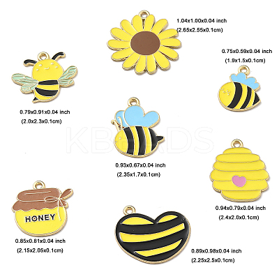 14Pcs 7 Styles Bees Theme Alloy Enamel Pandants FIND-FP0002-83-1