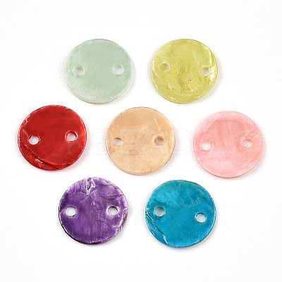 Spray Painted Natural Capiz Shell Connector Charms SSHEL-N039-03-1