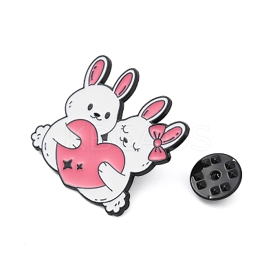 Cute Animal Hug with Heart Enamel Pins PALLOY-D361-01EB-04-1