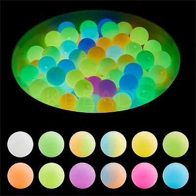 24Pcs 12 Colors Round Luminous Silicone Beads JX328A-01-1