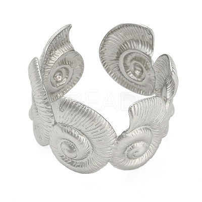 Conch 304 Stainless Steel Cuff Bangles for Women BJEW-A150-02P-1