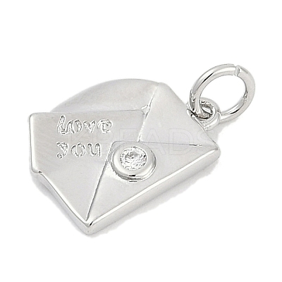 Brass Micro Pave Clear Cubic Zirconia Charms KK-G522-31P-1