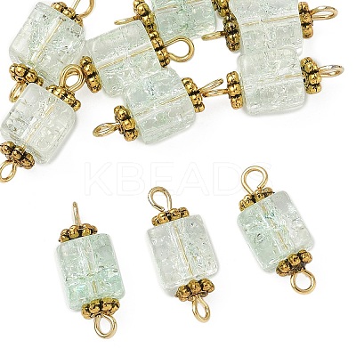 10Pcs Transparent Crackled Glass Cube Connector Charms PALLOY-JF03945-1