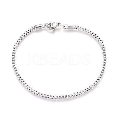 Tarnish Resistant 304 Stainless Steel Box Chain/Venetian Chains
 Bracelets BJEW-G629-01P-1