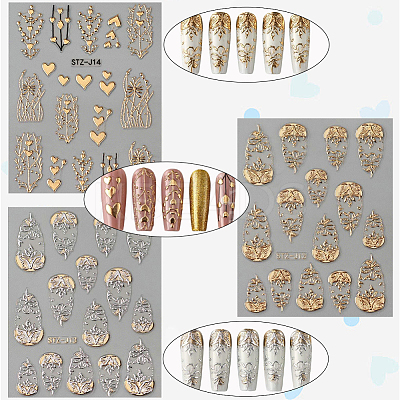 4Pcs 4 Styles Branch Self Adhesive PET Nail Art Stickers Decals MRMJ-SP0001-18-1