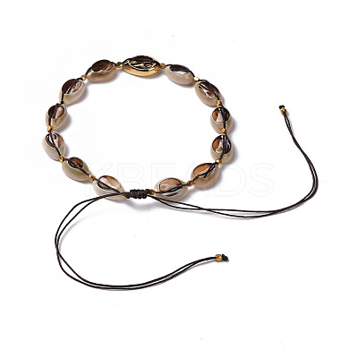 Cowrie Shell Braided Choker Necklaces NJEW-JN02387-01-1
