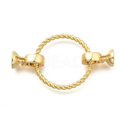 Flat Round Rack Plating Brass Fold Over Clasps KK-S508-20G-1