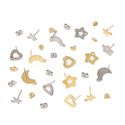 16Pcs 8 Styles 304 Stainless Steel Stud Earring Findings STAS-FS0001-86-1