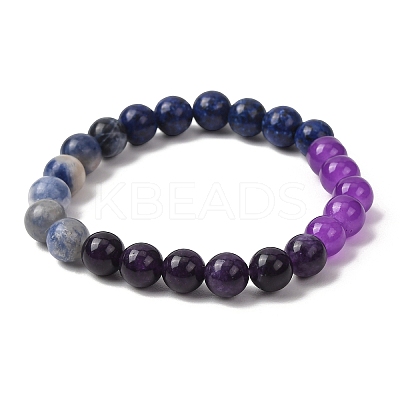Natural Picture Jasper & African Turquoise & Glass Beads Stretch Bracelets for Women Men BJEW-P398-01E-1