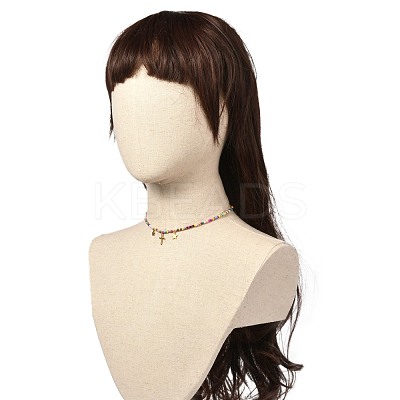 Glass Seed Beaded Necklaces NJEW-JN03723-1