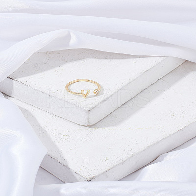1Pc Brass Micro Pave Clear Cubic Zirconia Open Cuff Rings for Women RJEW-LP0002-37V-1