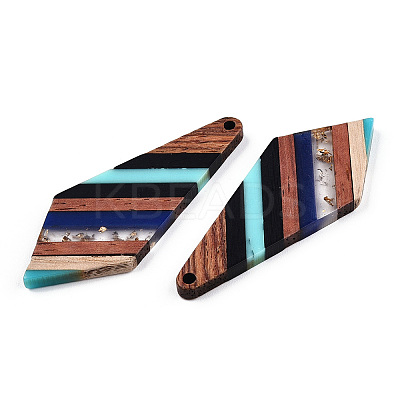 Transparent Resin & Walnut Wood Big Pendants RESI-TAC0017-48-A01-1