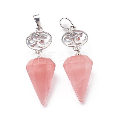 Cherry Quartz Glass Pendants G-O194-08-1