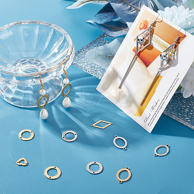32Pcs 8 Styles 201 Stainless Steel Connector Charms STAS-SC0005-06-1