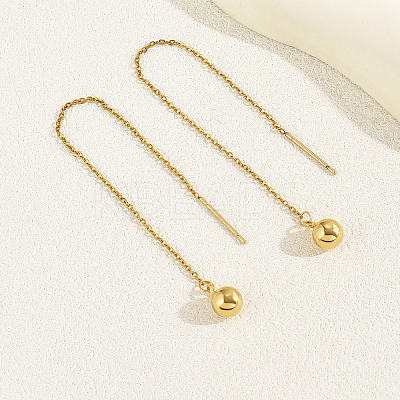 Geometric Circle Earrings with Tassel Studs 201 Stainless Steel Chain BK2334-9-1