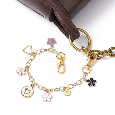 Flower Heart Alloy & 316L Surgical Stainless Steel Pendant Bag Chains AJEW-BA00129-1