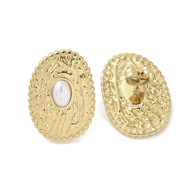 316 Surgical Stainless Steel & CCB Imitation Pearl Stud Earrings for Women LS-STAS-B063-03G-04-1
