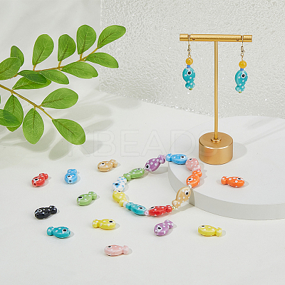60Pcs 12 Styles Glazed Porcelain Beads PORC-FH0001-14-1