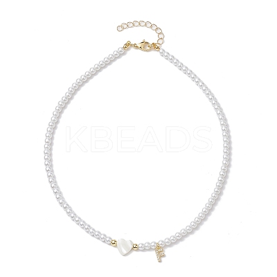 Brass Micro Pave Grade AAA Cubic Zirconia Letter Pendant Necklaces NJEW-JN04771-06-1