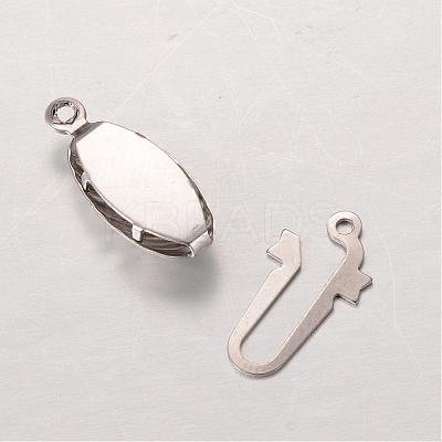 Tarnish Resistant Oval 304 Stainless Steel Box Clasps STAS-L183-05-1