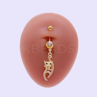 316L Surgical Stainless Steel Micro Pave Clear Cubic Zirconia Belly Rings FS-WGA8928-03-1