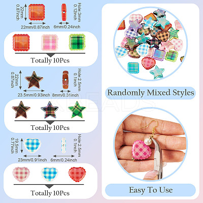 30Pcs 3 Styles Rainbow Iridescent Printed Opaque Acrylic Beads OACR-TA0004-52A-1