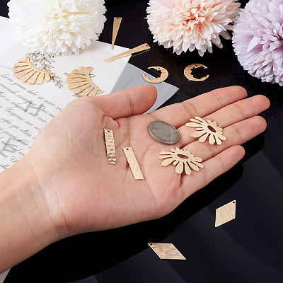 12Pcs 6 Styles Rack Plating Brass Pendants KK-TA0001-56-1