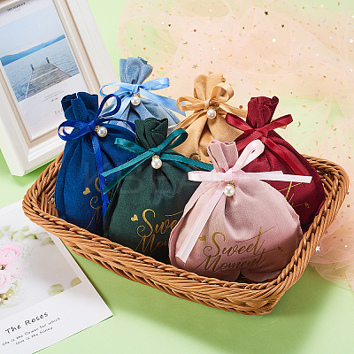 Velvet Jewelry Drawstring Gift Bags ABAG-CJC0003-02B-1