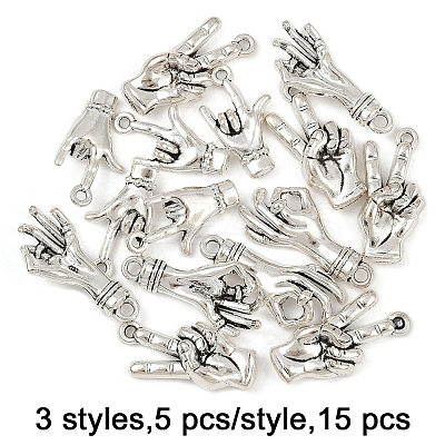 15Pcs 3 Styles Tibetan Style Alloy Pendants TIBE-FP0001-21-1