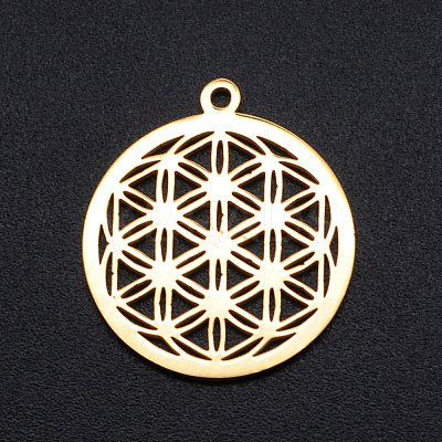 Ion Plating(IP) 304 Stainless Steel Sacred Geometry Pendants A-STAS-S105-JN899-2-1
